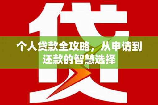 清流个人贷款全攻略，从申请到还款的智慧选择