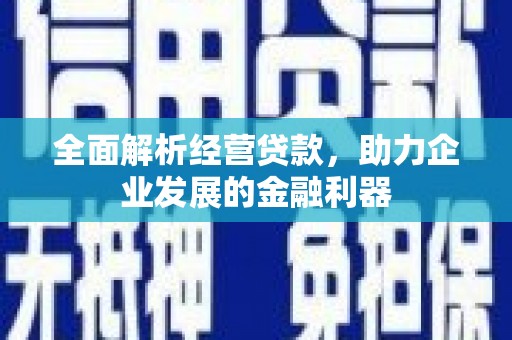 清流全面解析经营贷款，助力企业发展的金融利器