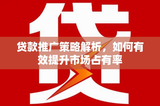 清流贷款推广策略解析，如何有效提升市场占有率