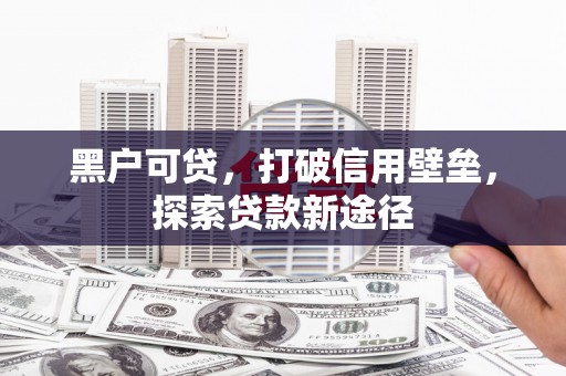 清流黑户可贷，打破信用壁垒，探索贷款新途径