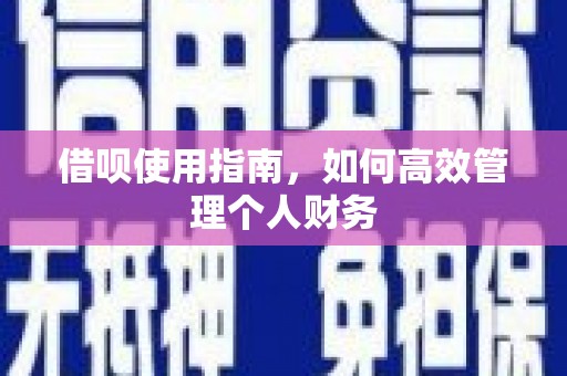 清流借呗使用指南，如何高效管理个人财务