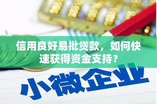 清流信用良好易批贷款，如何快速获得资金支持？