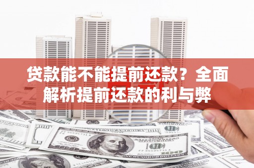 清流贷款能不能提前还款？全面解析提前还款的利与弊