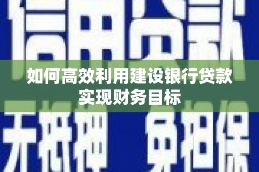 清流如何高效利用建设银行贷款实现财务目标