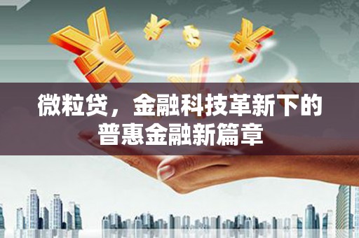 清流微粒贷，金融科技革新下的普惠金融新篇章