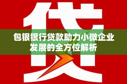 清流包银银行贷款助力小微企业发展的全方位解析
