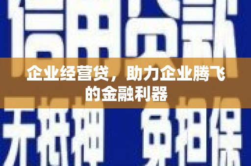 清流企业经营贷，助力企业腾飞的金融利器