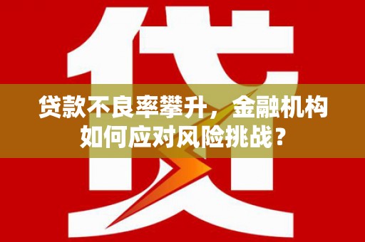 清流贷款不良率攀升，金融机构如何应对风险挑战？