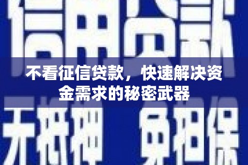 清流不看征信贷款，快速解决资金需求的秘密武器