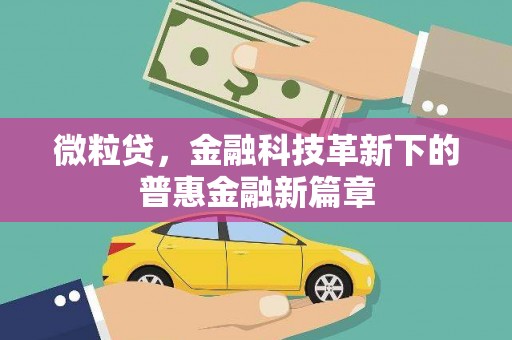 清流微粒贷，金融科技革新下的普惠金融新篇章