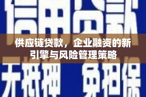 清流供应链贷款，企业融资的新引擎与风险管理策略