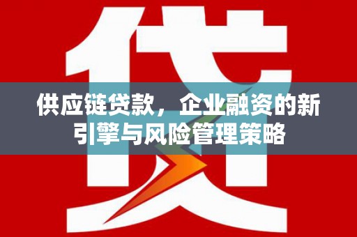 清流供应链贷款，企业融资的新引擎与风险管理策略