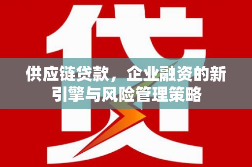 清流供应链贷款，企业融资的新引擎与风险管理策略