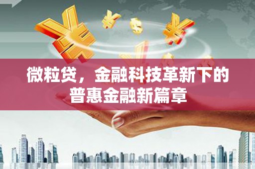 清流微粒贷，金融科技革新下的普惠金融新篇章