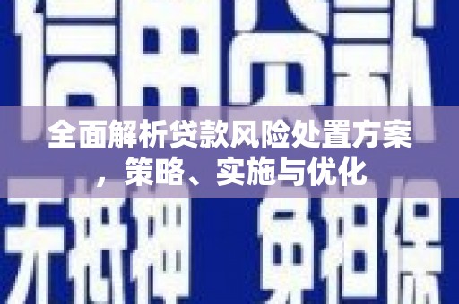 清流全面解析贷款风险处置方案，策略、实施与优化